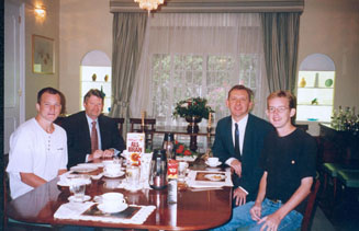 Breakfast with Chris Wigginton and Johnny Welsh at the British residence, Bogota