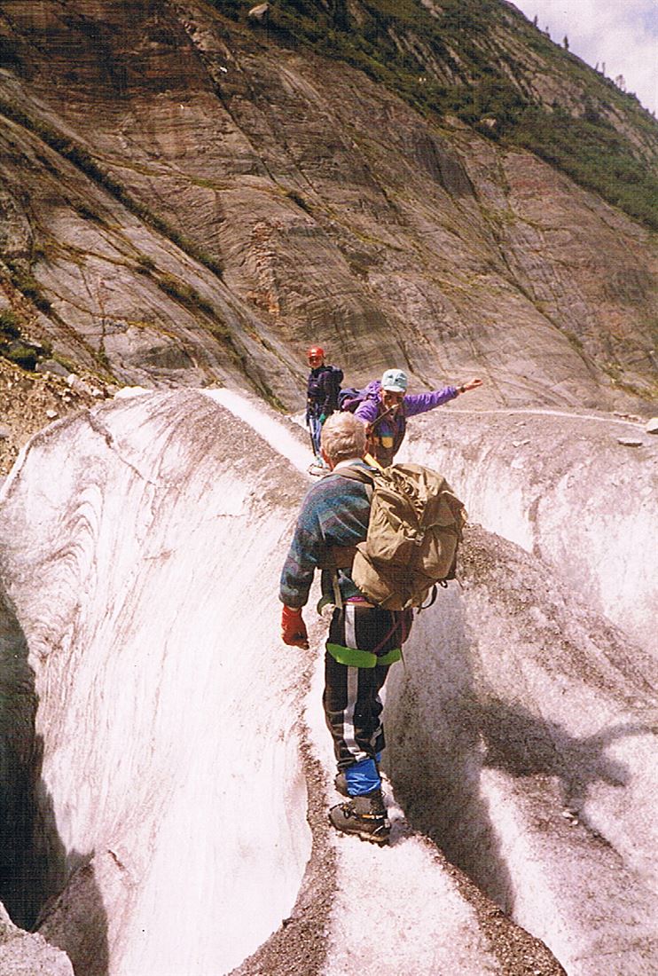 Brian Winder crossing a glacier while mountaineering