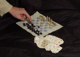 Chess set and card set together